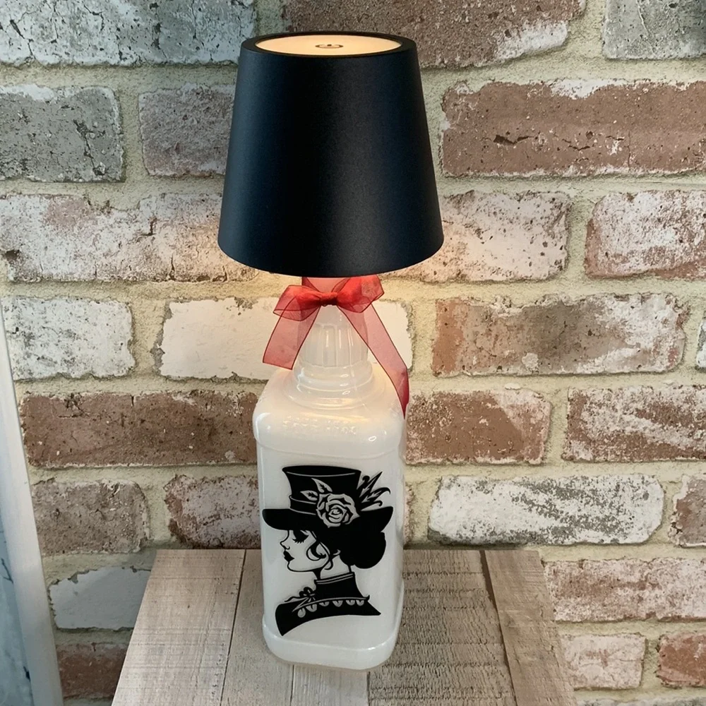 Hand Crafted Victorian spirit bottle, touch lantern